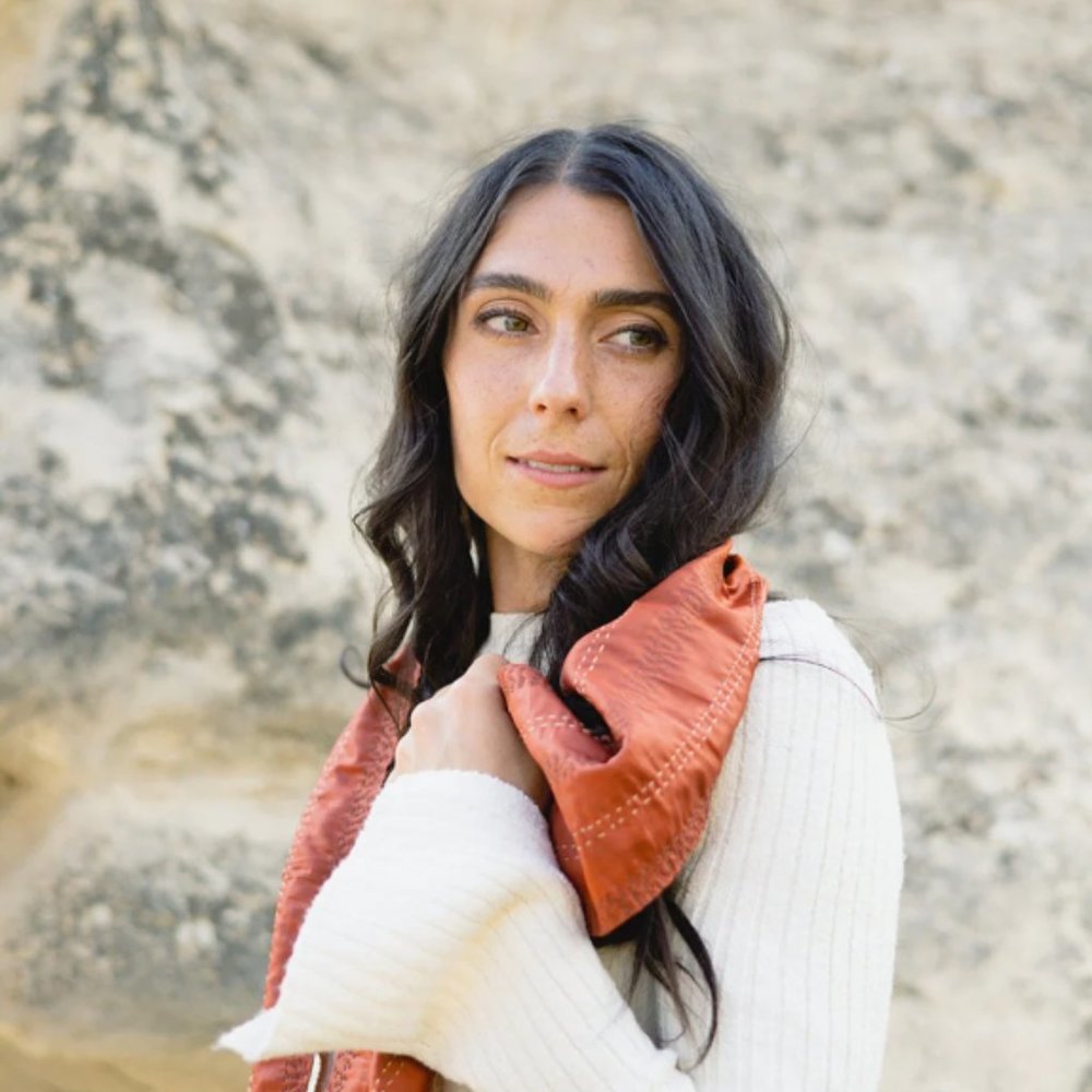 *VILLAGE ARTISAN The Skinny Kantha Scarf in the Warm  Sunset Palette